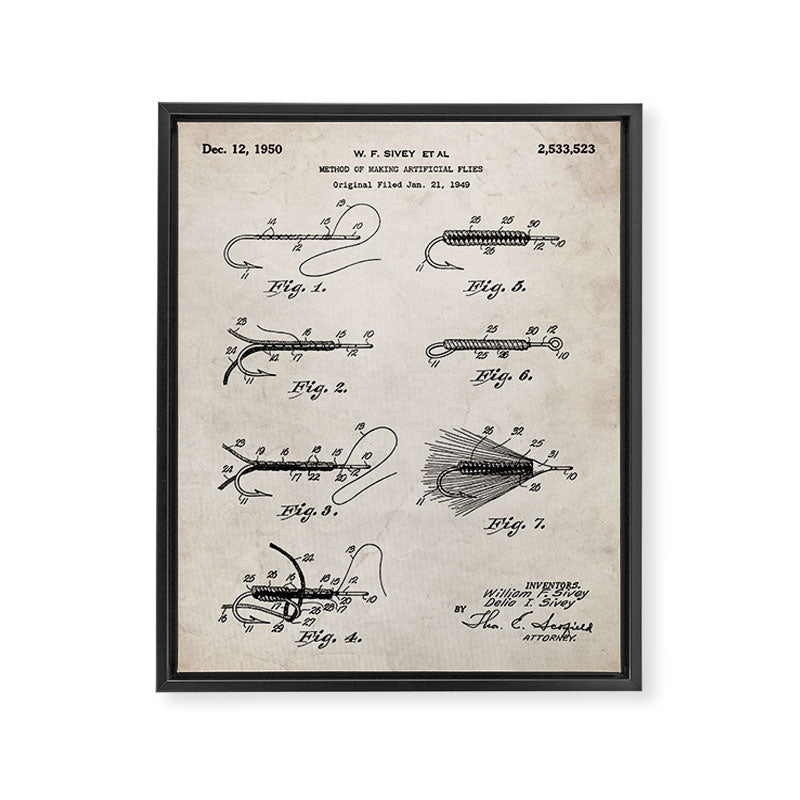 Fly Fishing Patent - Fisherman Art - Antique Framed Canvas Print Gallery Image 8