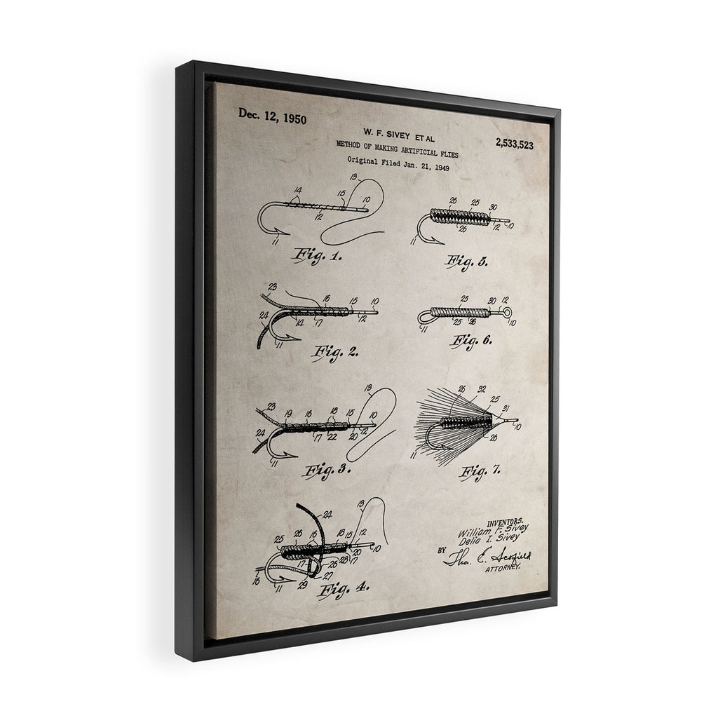Fly Fishing Patent - Fisherman Art - Antique Framed Canvas Print Gallery Image 2