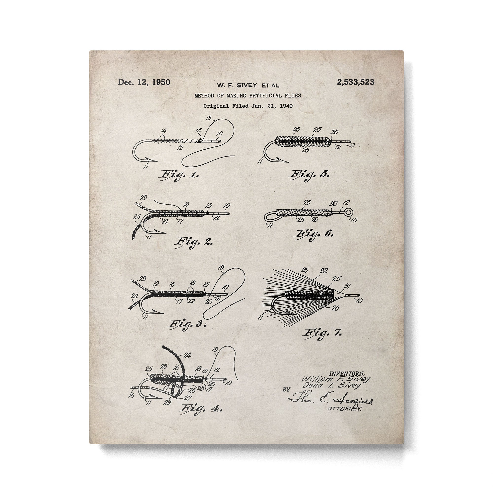 Fly Fishing Patent - Fisherman Art - Antique Metal Print Gallery Image 6