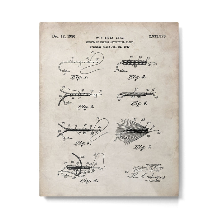 Fly Fishing Patent - Fisherman Art - Antique Metal Print Gallery Image 1