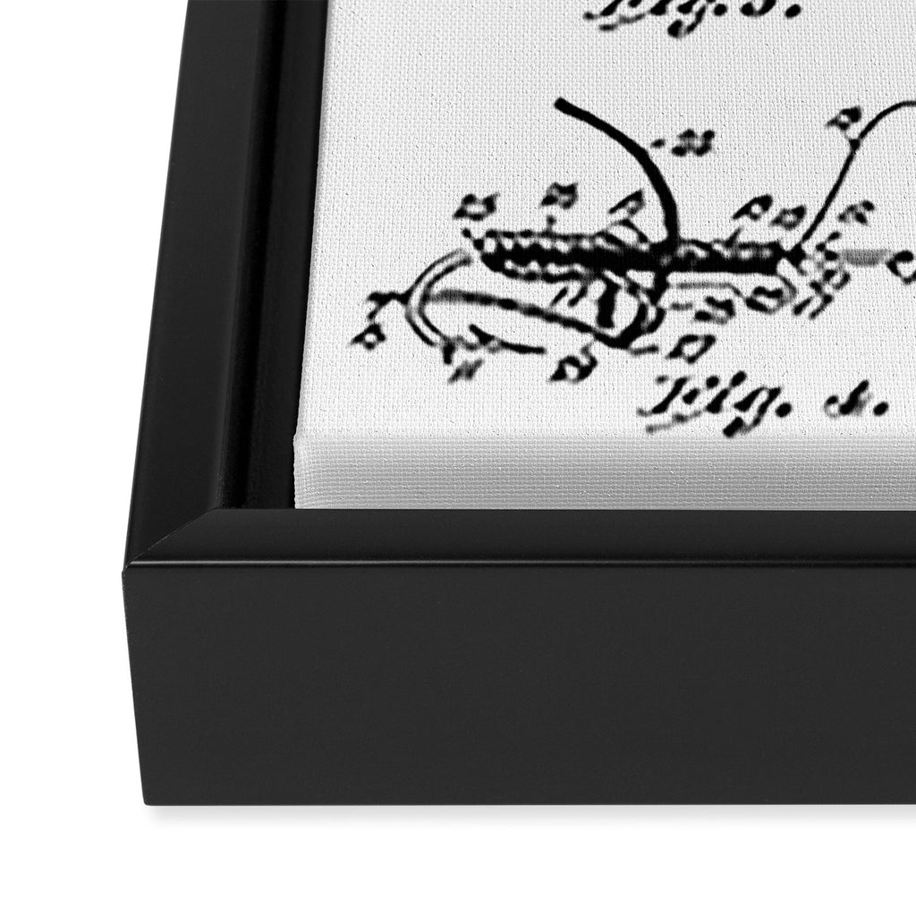 Fly Fishing Patent - Fisherman Art - Black And White Framed Canvas Print Gallery Image 3