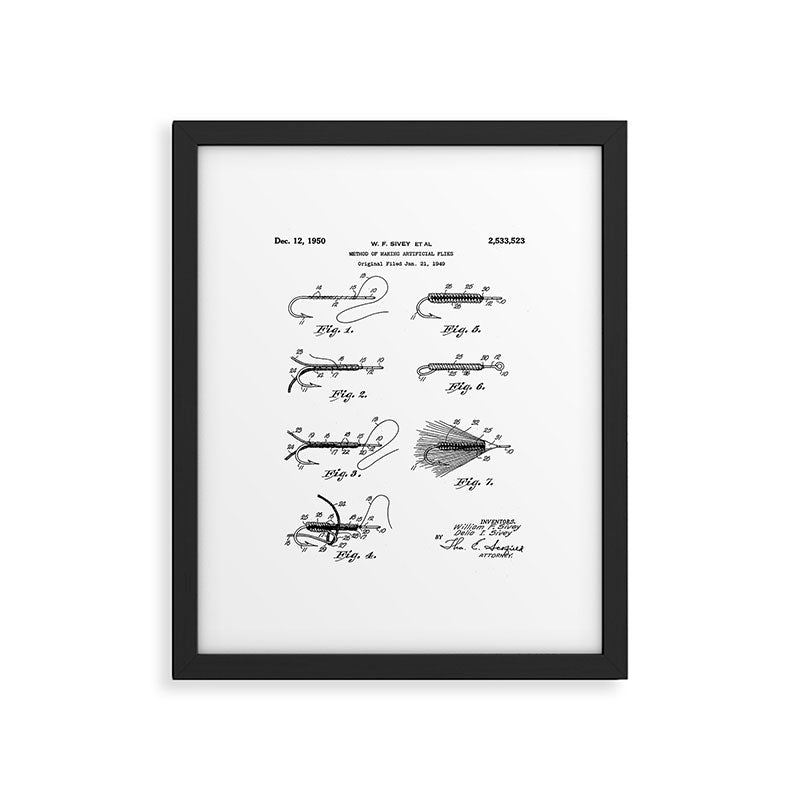 Fly Fishing Patent - Fisherman Art - Black And White Framed Art Print Gallery Image 6