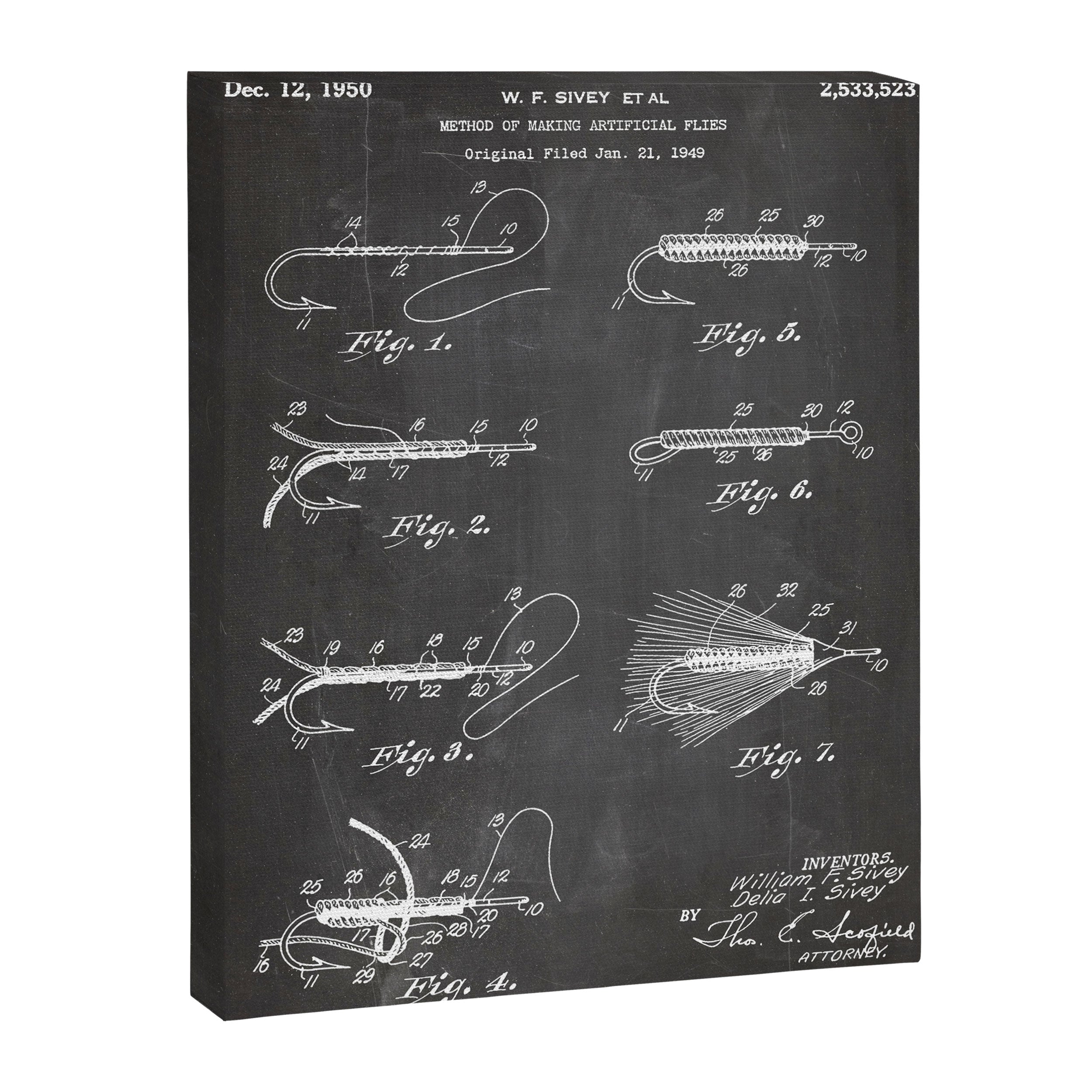Fly Fishing Patent - Fisherman Art - Black Chalkboard Canvas Print Gallery Image 8
