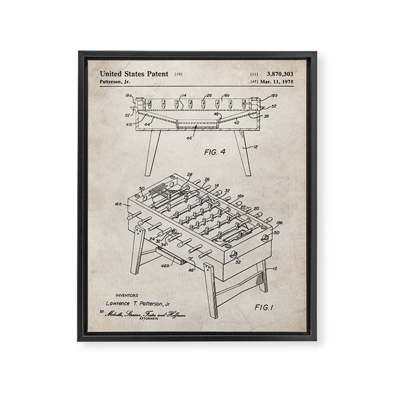 Foosball Table Patent - Foosball Player Game Room Art - Antique Framed Canvas Print Gallery Image 8