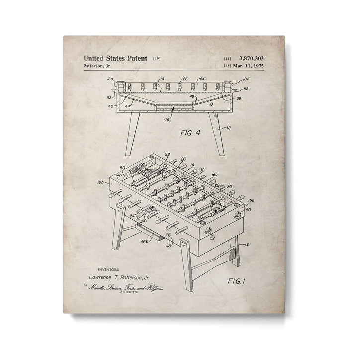 Foosball Table Patent - Foosball Player Game Room Art - Antique Metal Print Gallery Image 1