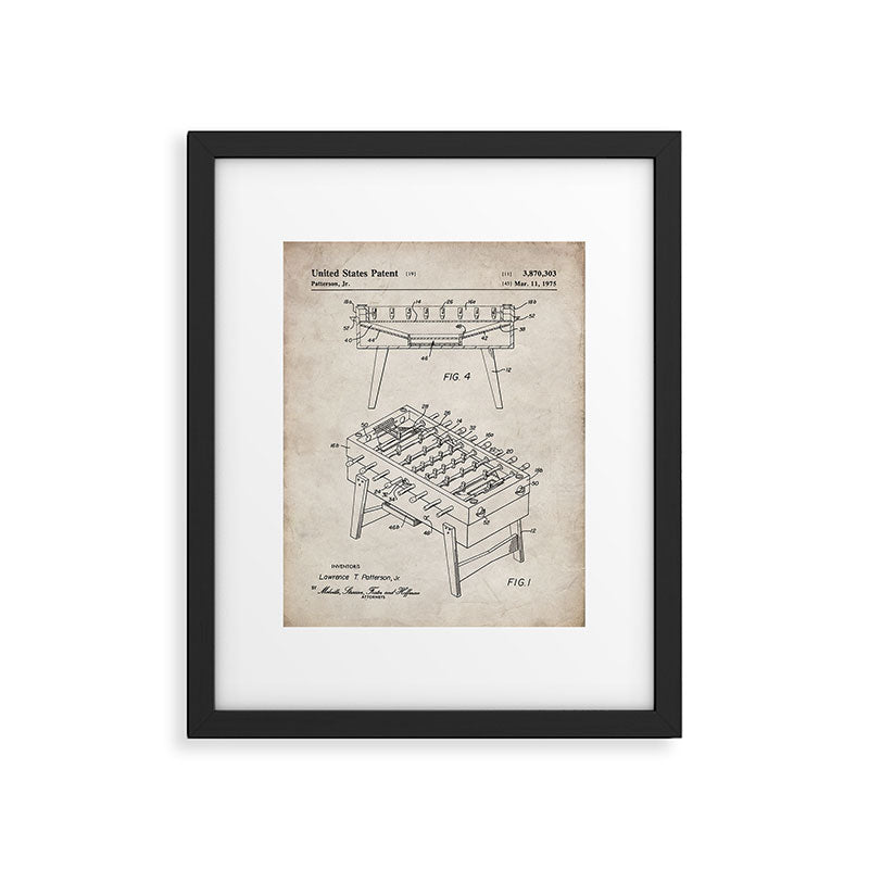 Foosball Table Patent - Foosball Player Game Room Art - Antique Framed Art Print Gallery Image 6