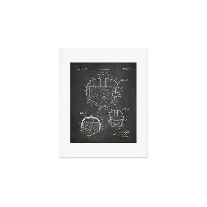 Football Helmet Patent - Football Art - Black Chalkboard Art Print Gallery Image 1