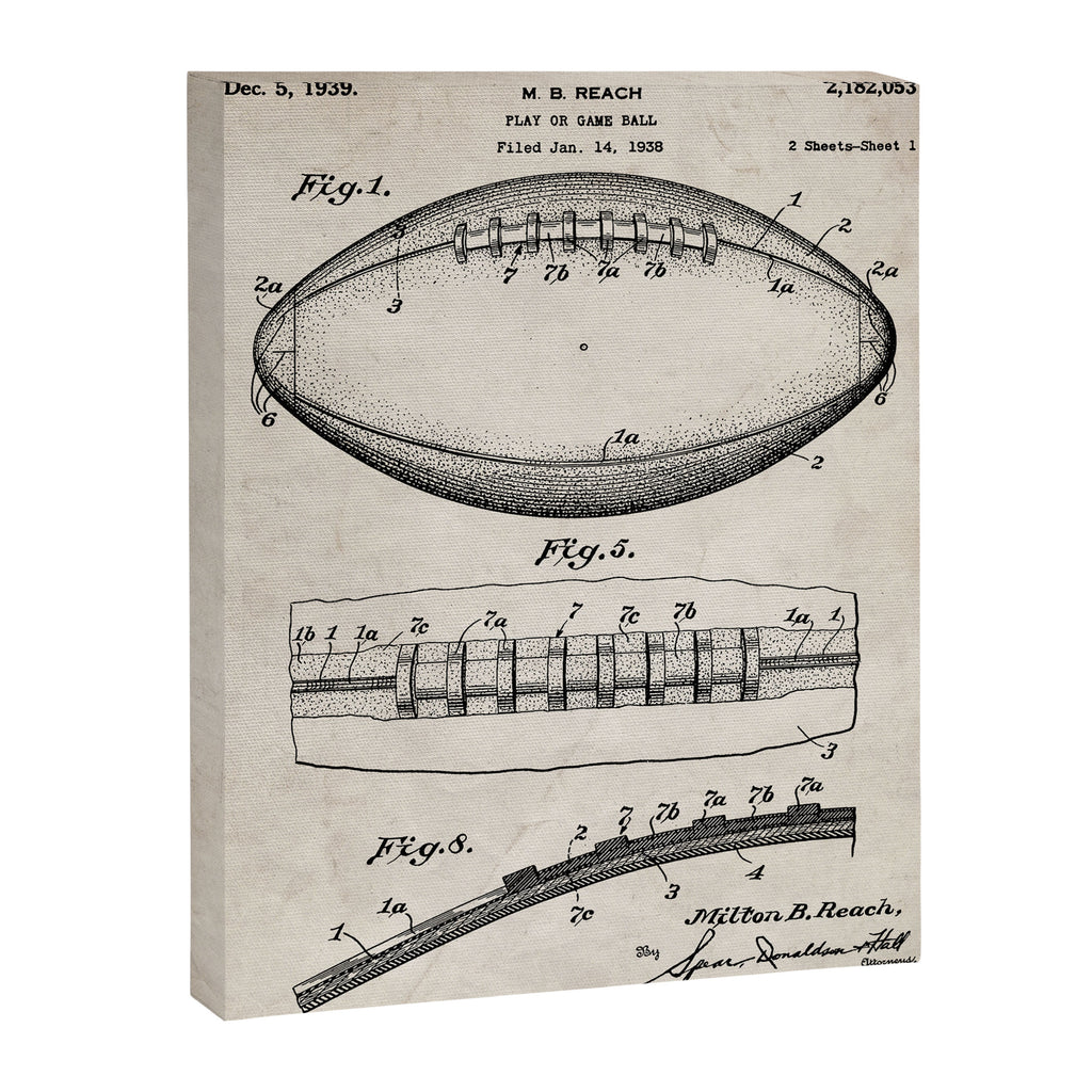 Football Patent - American Football Art - Antique Canvas Print Gallery Image 3
