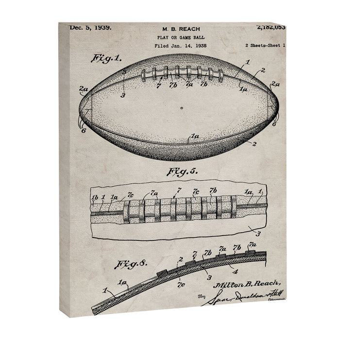 Football Patent - American Football Art - Antique Canvas Print Gallery Image 1