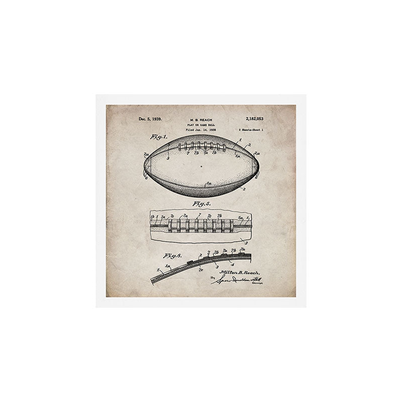 Football Patent - American Football Art - Antique Art Print Square Gallery Image 1