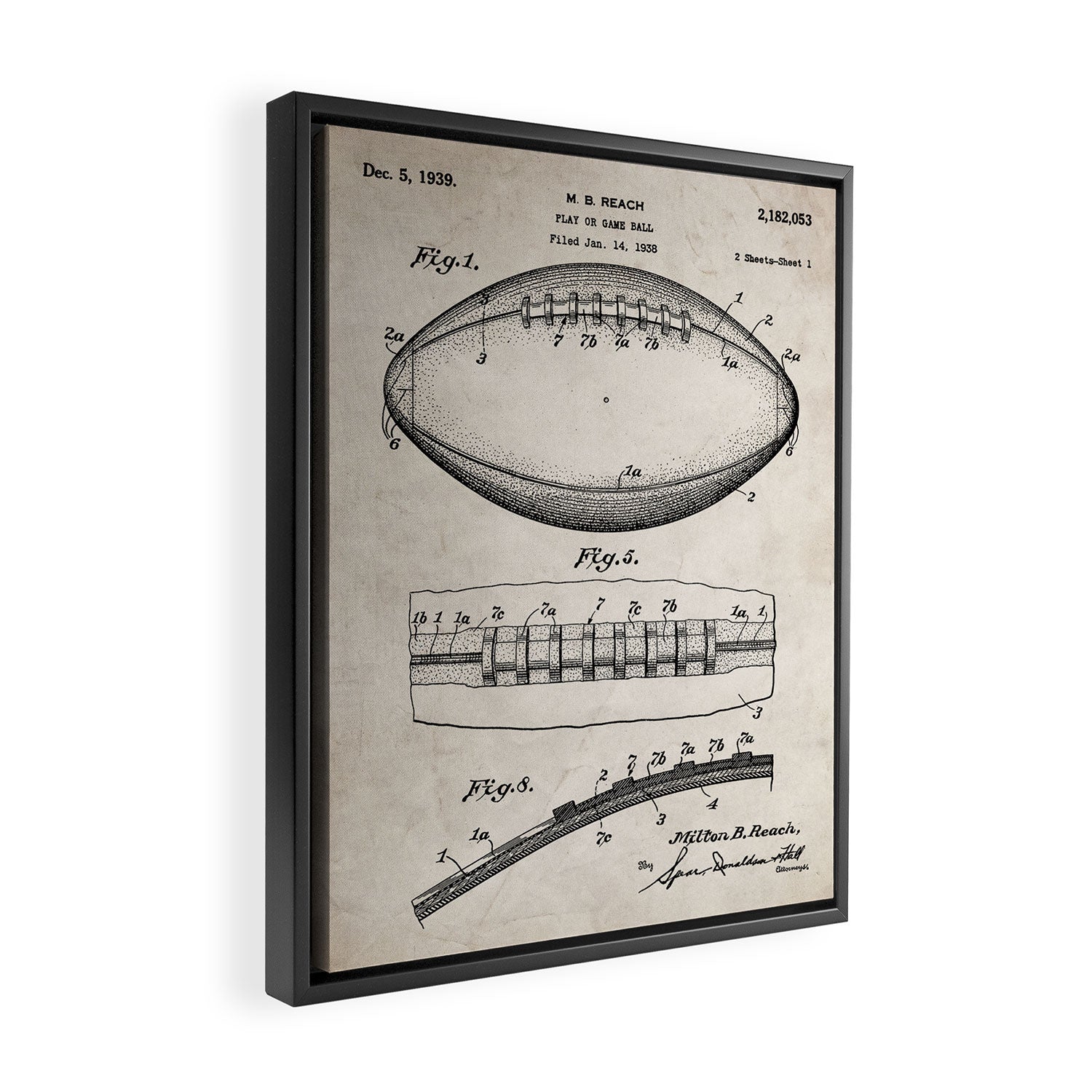 Football Patent - American Football Art - Antique Framed Canvas Print Gallery Image 2