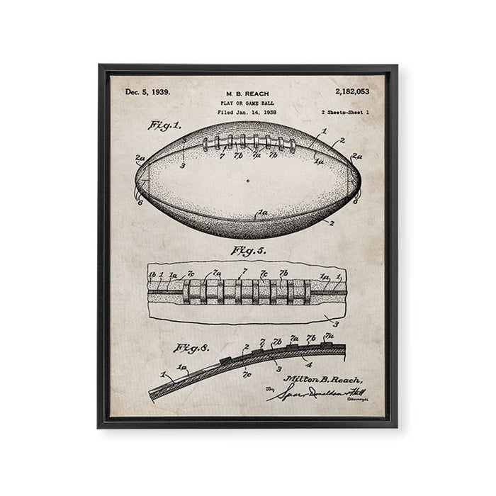 Football Patent - American Football Art - Antique Framed Canvas Print Gallery Image 1
