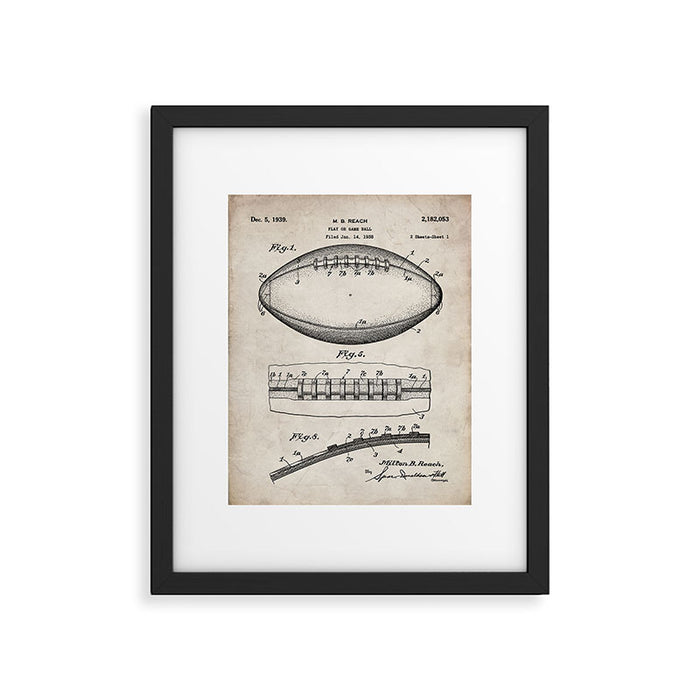 Football Patent - American Football Art - Antique Framed Art Print Gallery Image 1