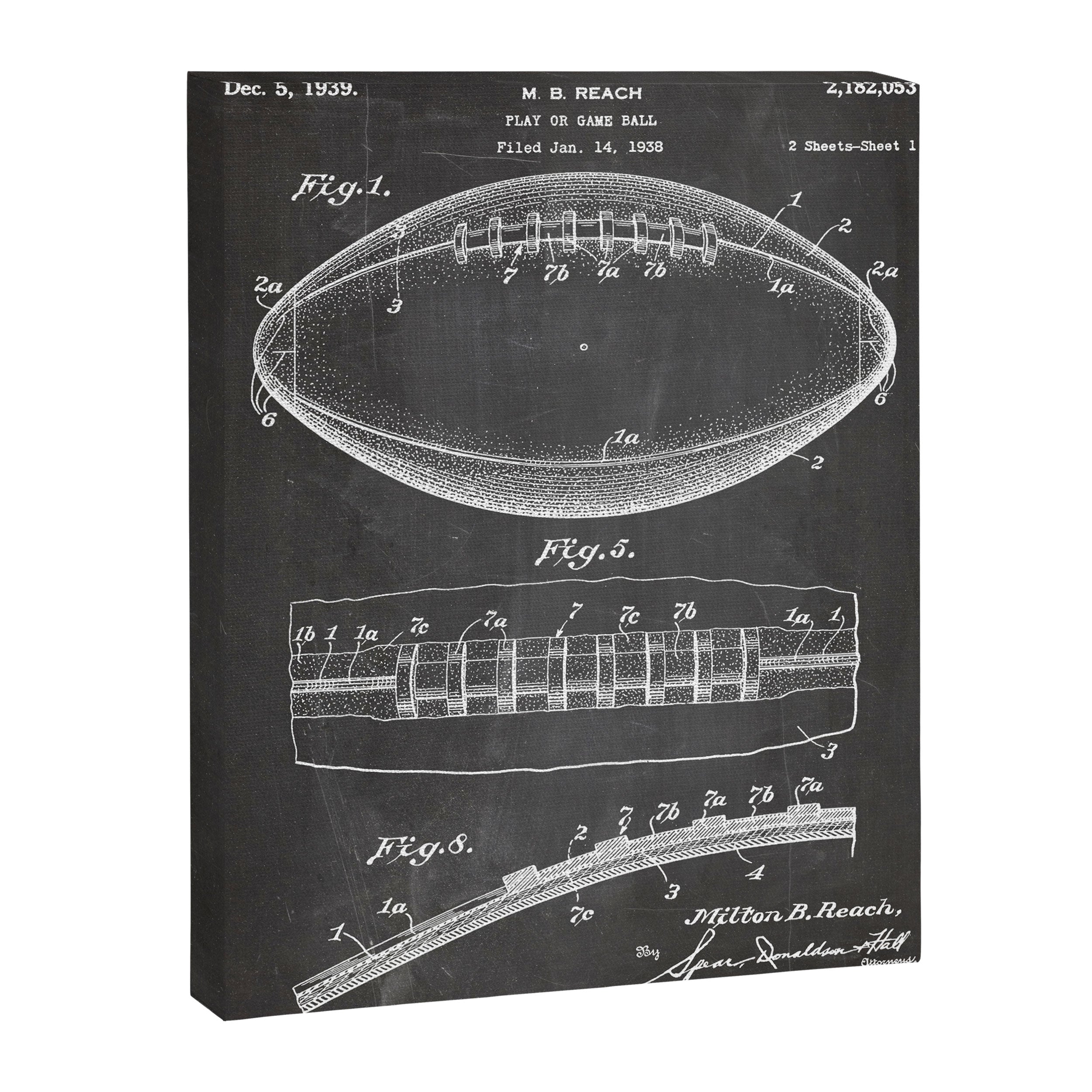 Football Patent - American Football Art - Black Chalkboard Canvas Print Gallery Image 8