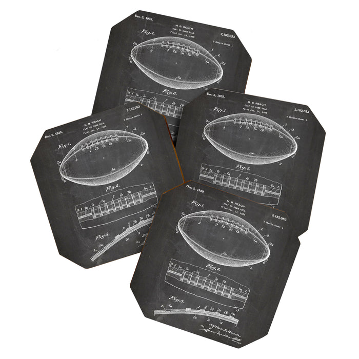 Football Patent - American Football Art - Black Chalkboard Coaster Gallery Image 1