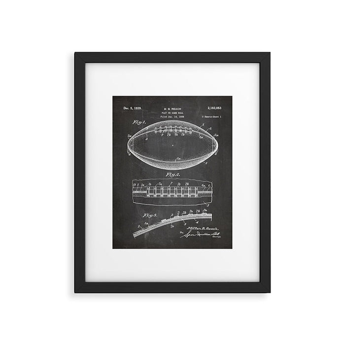Football Patent - American Football Art - Black Chalkboard Framed Art Print Gallery Image 1