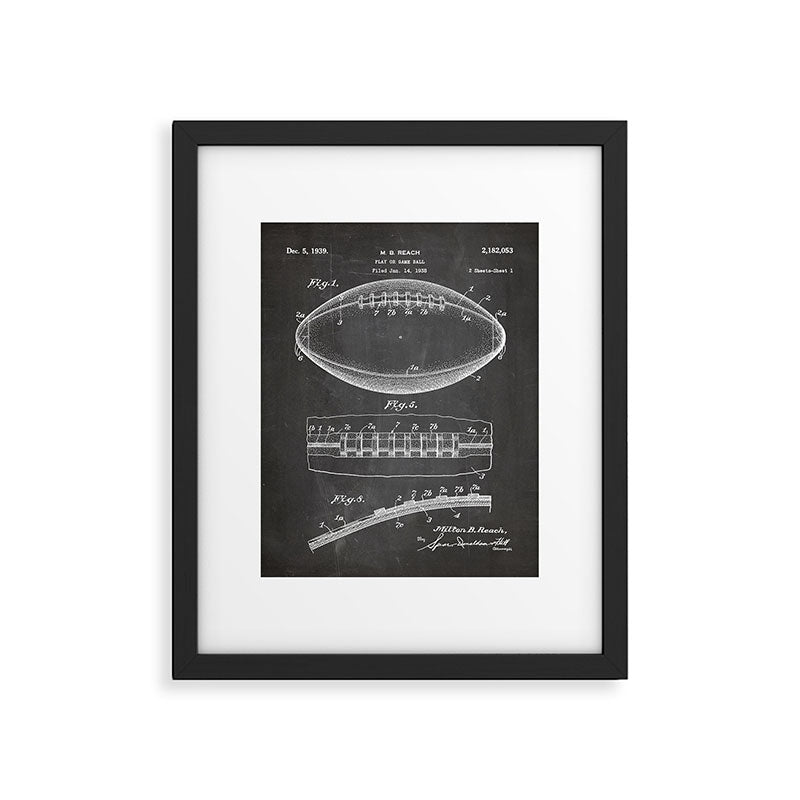 Football Patent - American Football Art - Black Chalkboard Framed Art Print Gallery Image 6