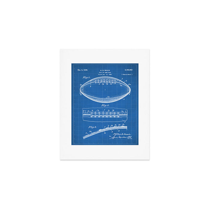Football Patent - American Football Art - Blueprint Art Print Gallery Image 1