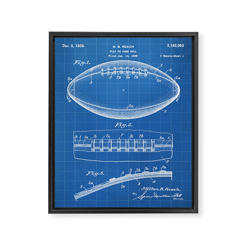 Football Patent - American Football Art - Blueprint Framed Canvas Print Gallery Image 8