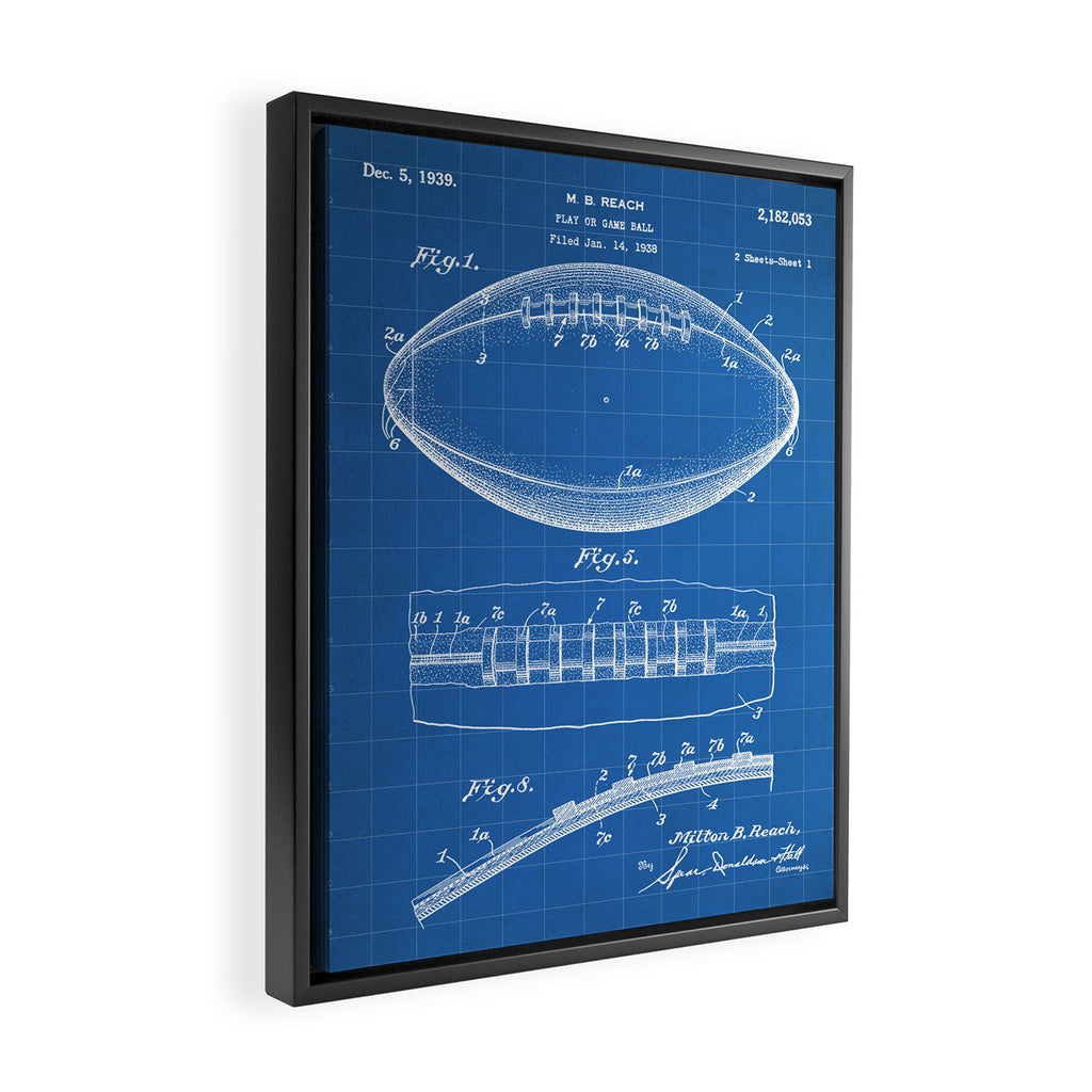 Football Patent - American Football Art - Blueprint Framed Canvas Print Gallery Image 2