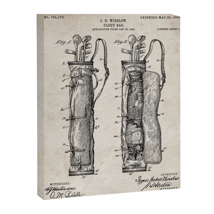 Golf Bag Patent - Caddy Art - Antique Canvas Print Gallery Image 1