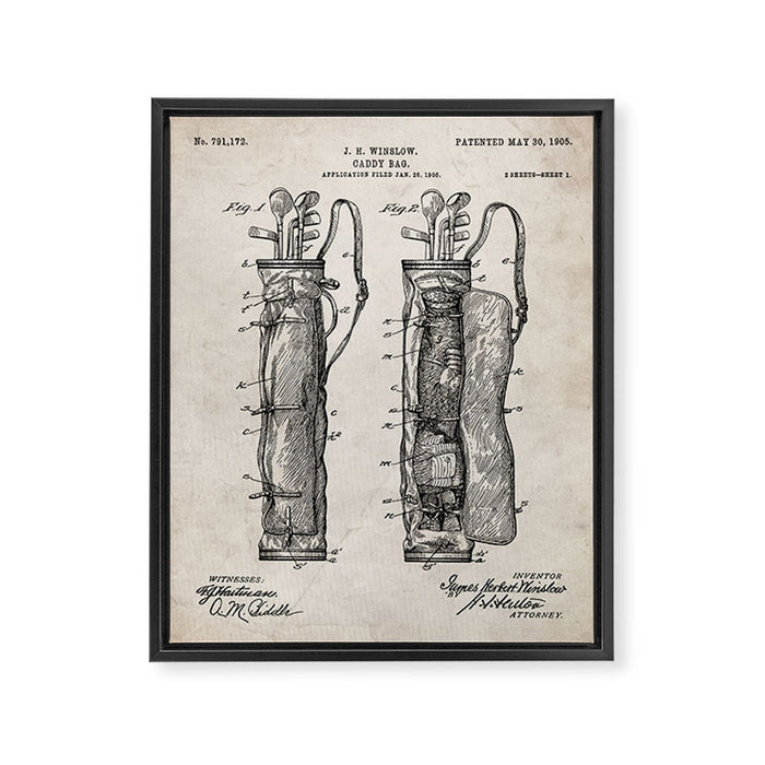 Golf Bag Patent - Caddy Art - Antique Framed Canvas Print Gallery Image 1