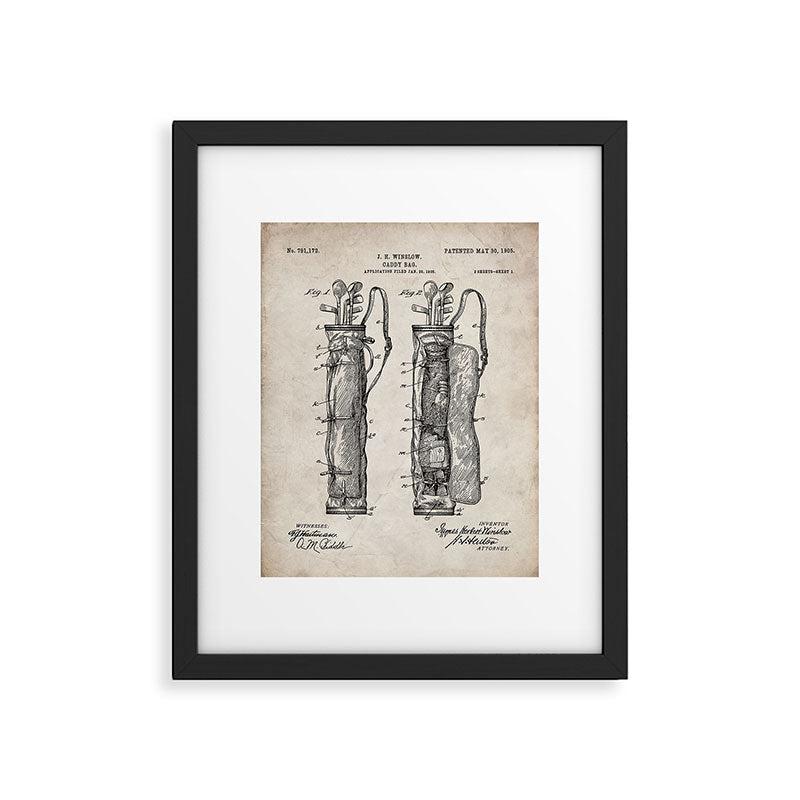 Golf Bag Patent - Caddy Art - Antique Framed Art Print Gallery Image 4