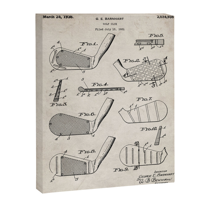 Golf Clubs Patent - Golfing Art - Antique Canvas Print Gallery Image 1