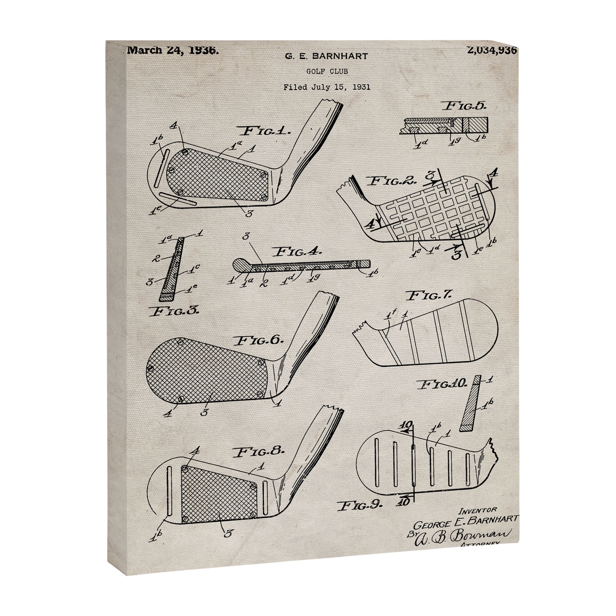 Golf Clubs Patent - Golfing Art - Antique Canvas Print Gallery Image 8