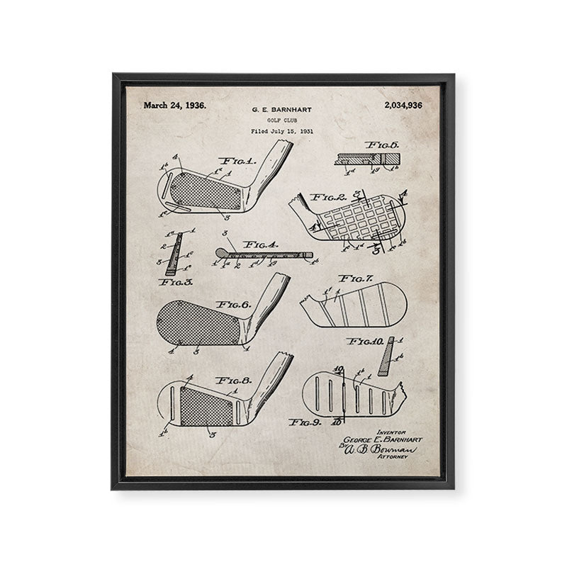Golf Clubs Patent - Golfing Art - Antique Framed Canvas Print Gallery Image 8