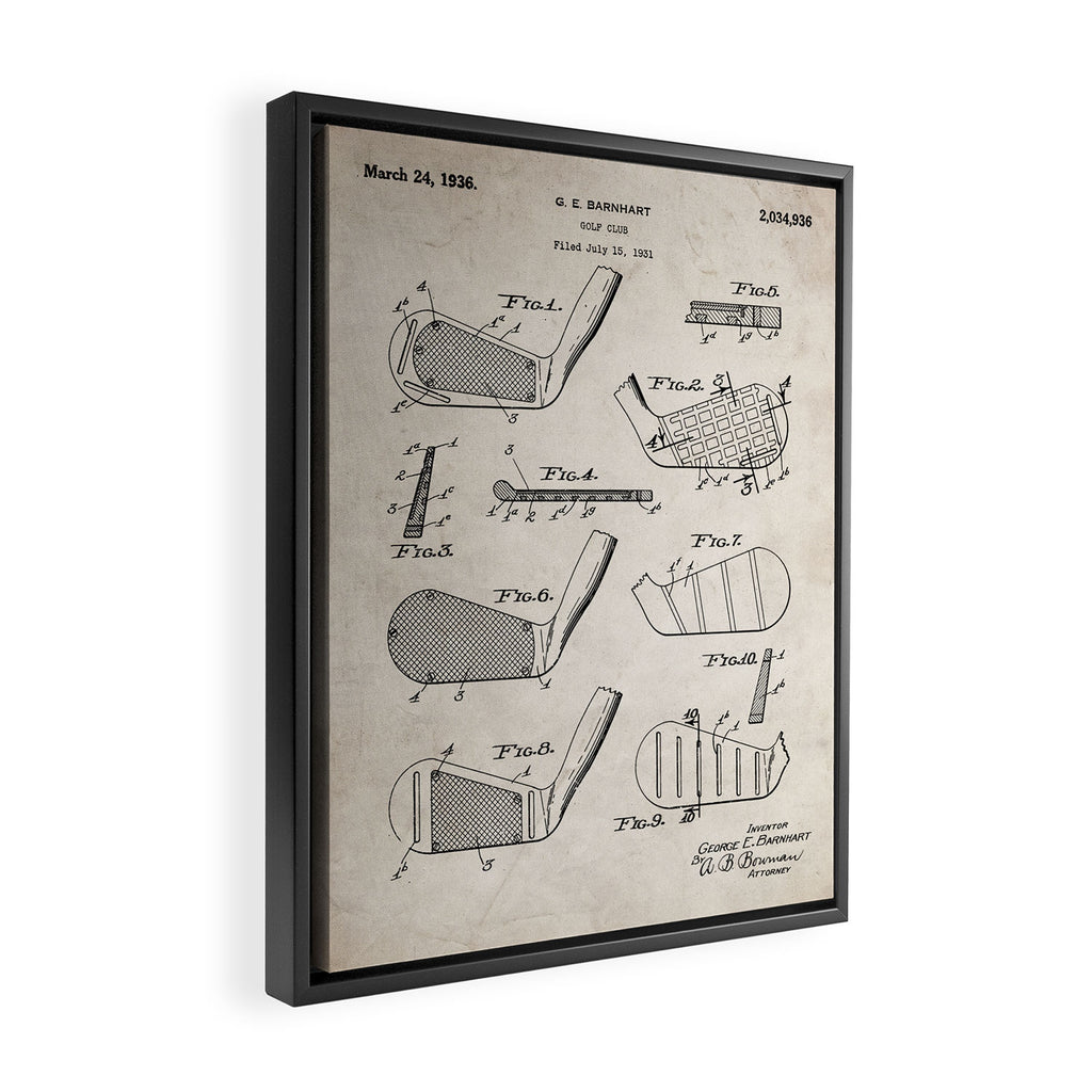 Golf Clubs Patent - Golfing Art - Antique Framed Canvas Print Gallery Image 2