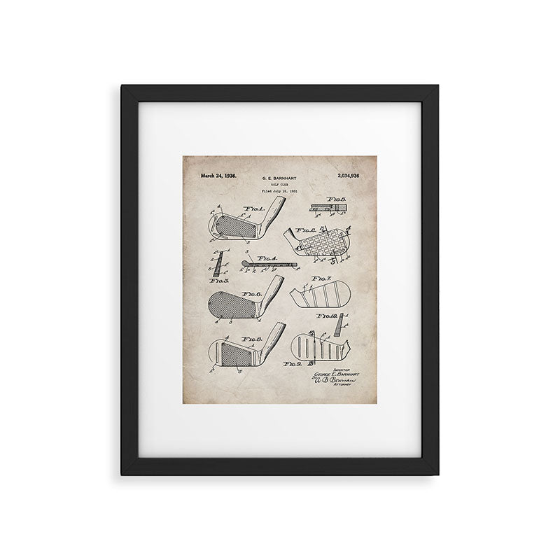 Golf Clubs Patent - Golfing Art - Antique Framed Art Print Gallery Image 6