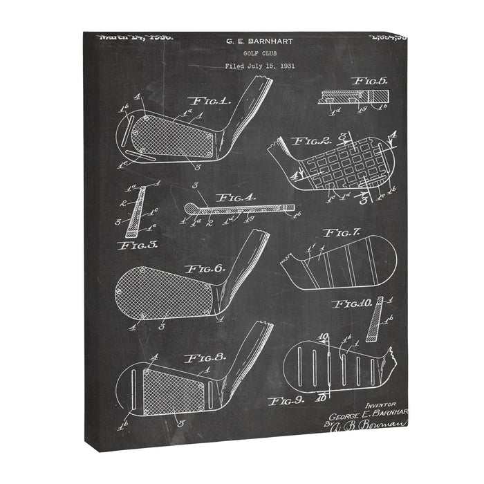 Golf Clubs Patent - Golfing Art - Black Chalkboard Canvas Print Gallery Image 1