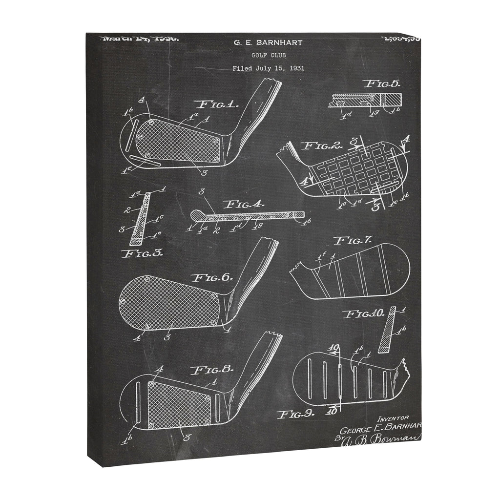 Golf Clubs Patent - Golfing Art - Black Chalkboard Canvas Print Gallery Image 8