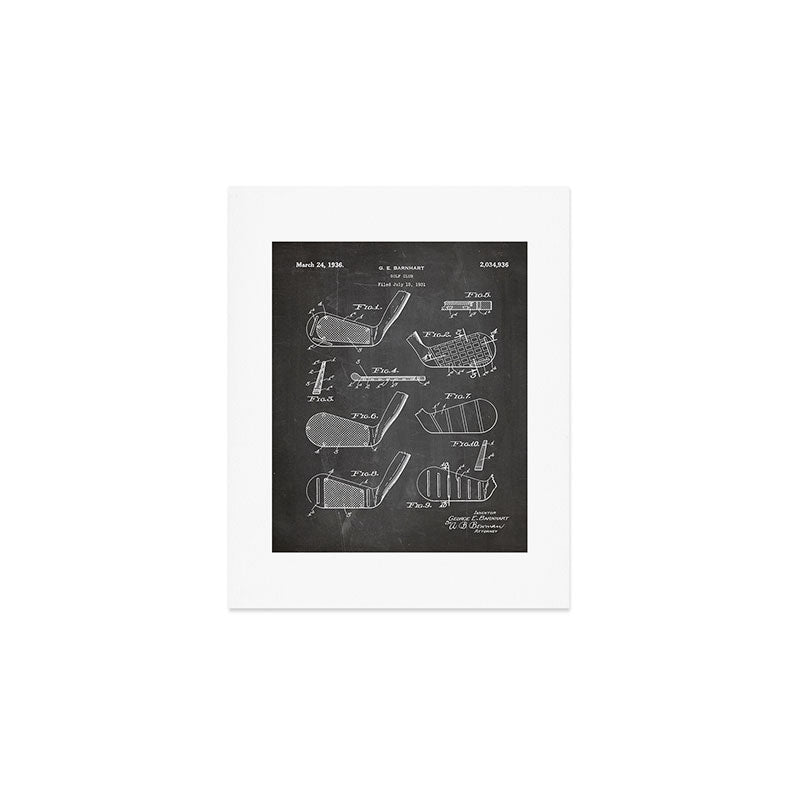 Golf Clubs Patent - Golfing Art - Black Chalkboard Art Print Gallery Image 1