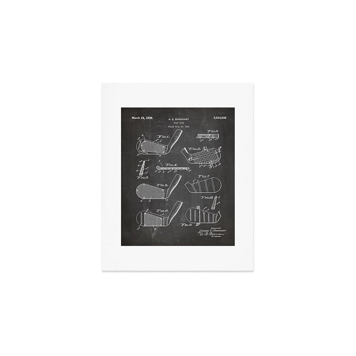 Golf Clubs Patent - Golfing Art - Black Chalkboard Art Print Gallery Image 1