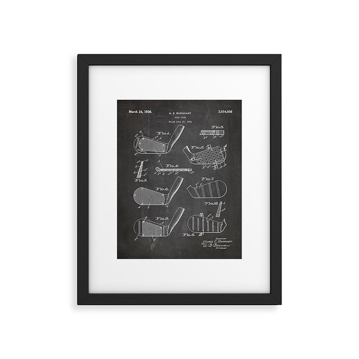 Golf Clubs Patent - Golfing Art - Black Chalkboard Framed Art Print Gallery Image 1
