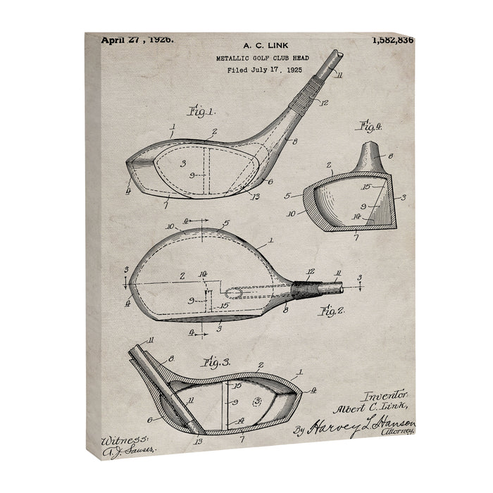 Golf Driver Patent - Golf Art - Antique Canvas Print Gallery Image 1
