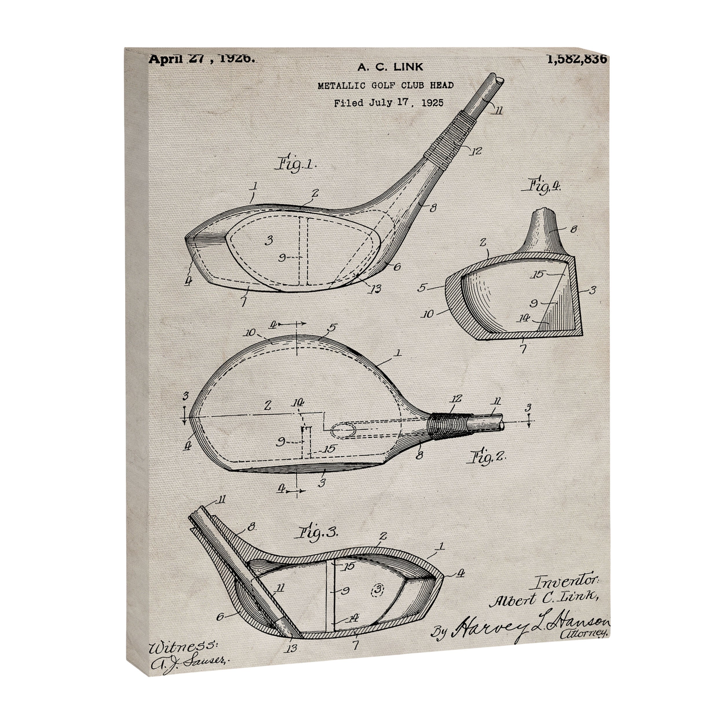 Golf Driver Patent - Golf Art - Antique Canvas Print Gallery Image 8