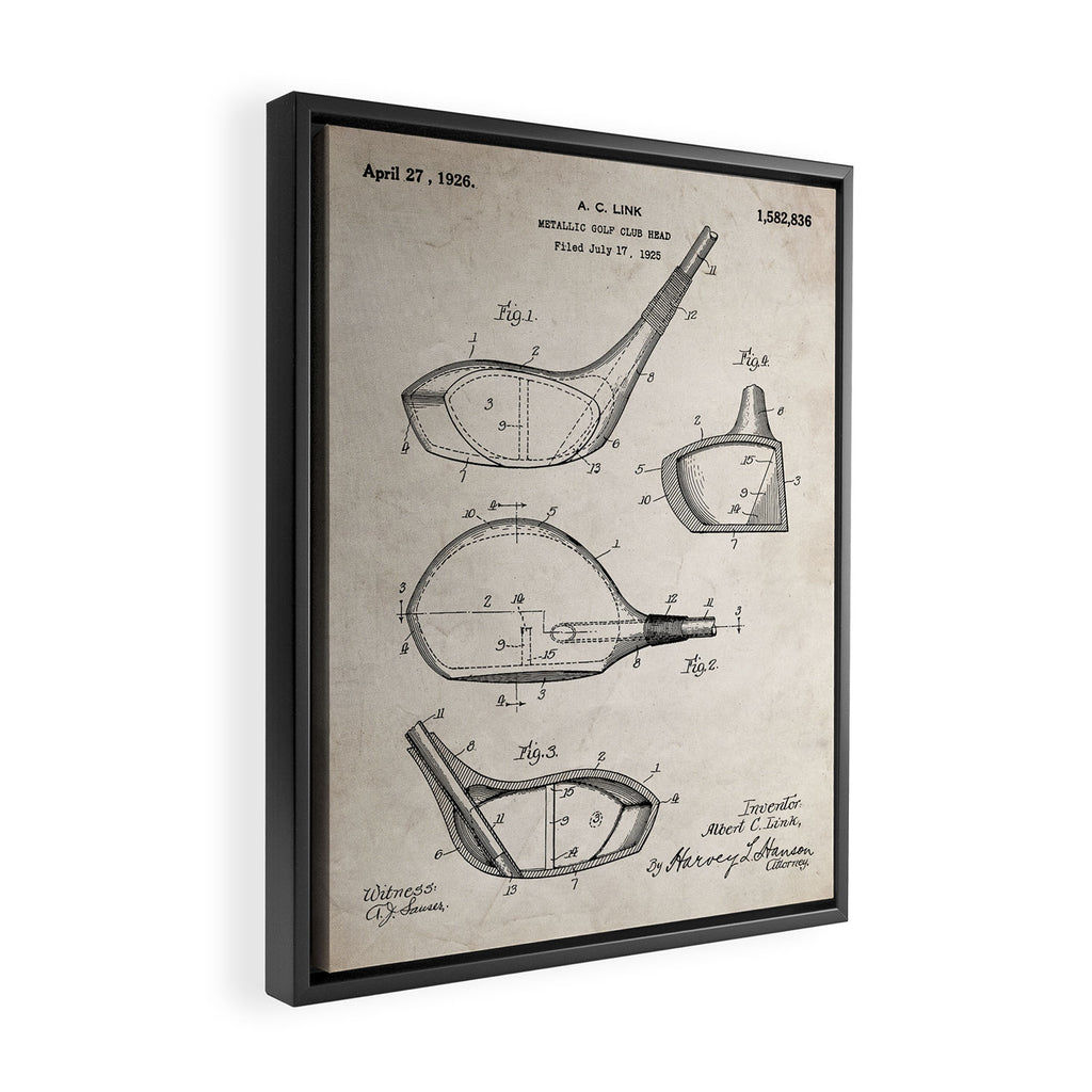Golf Driver Patent - Golf Art - Antique Framed Canvas Print Gallery Image 2
