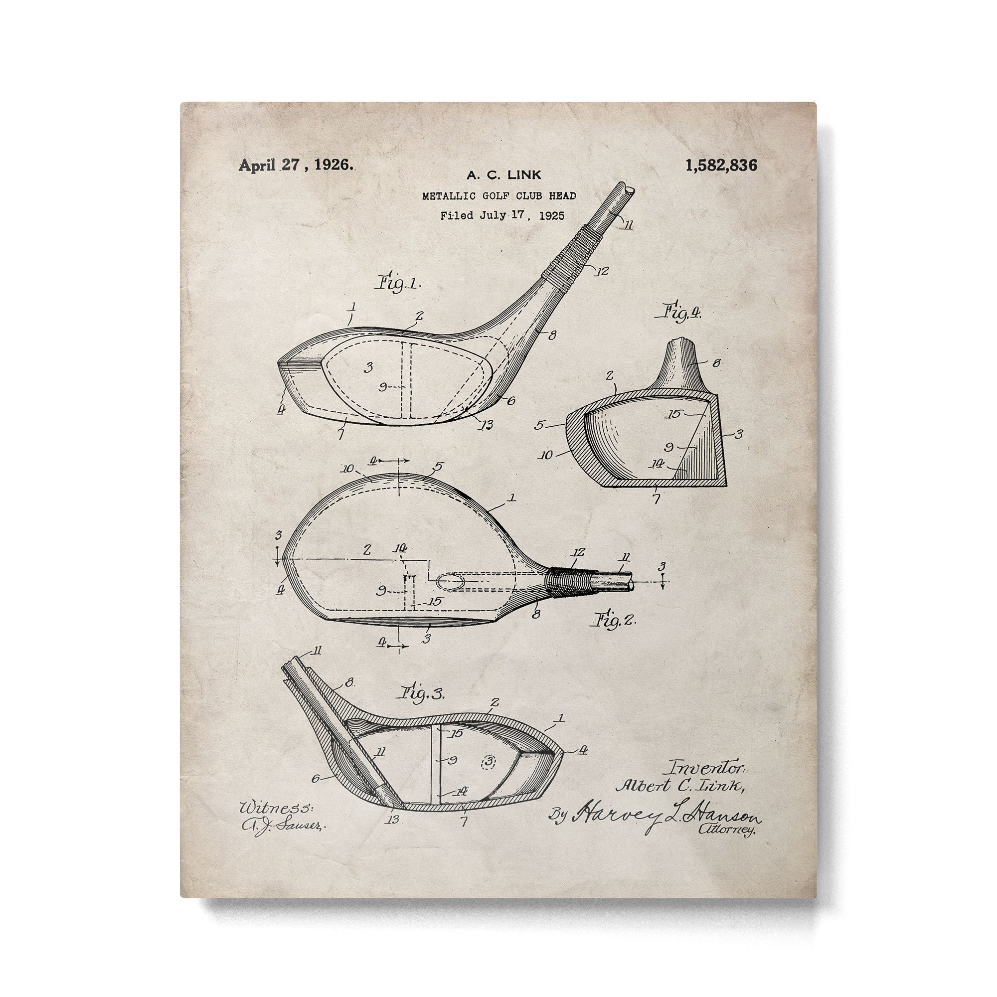 Golf Driver Patent - Golf Art - Antique Metal Print Gallery Image 6