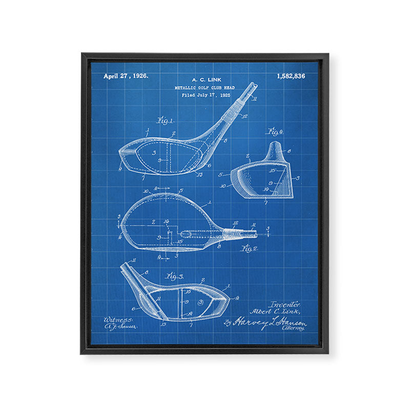 Golf Driver Patent - Golf Art - Blueprint Framed Canvas Print Gallery Image 8