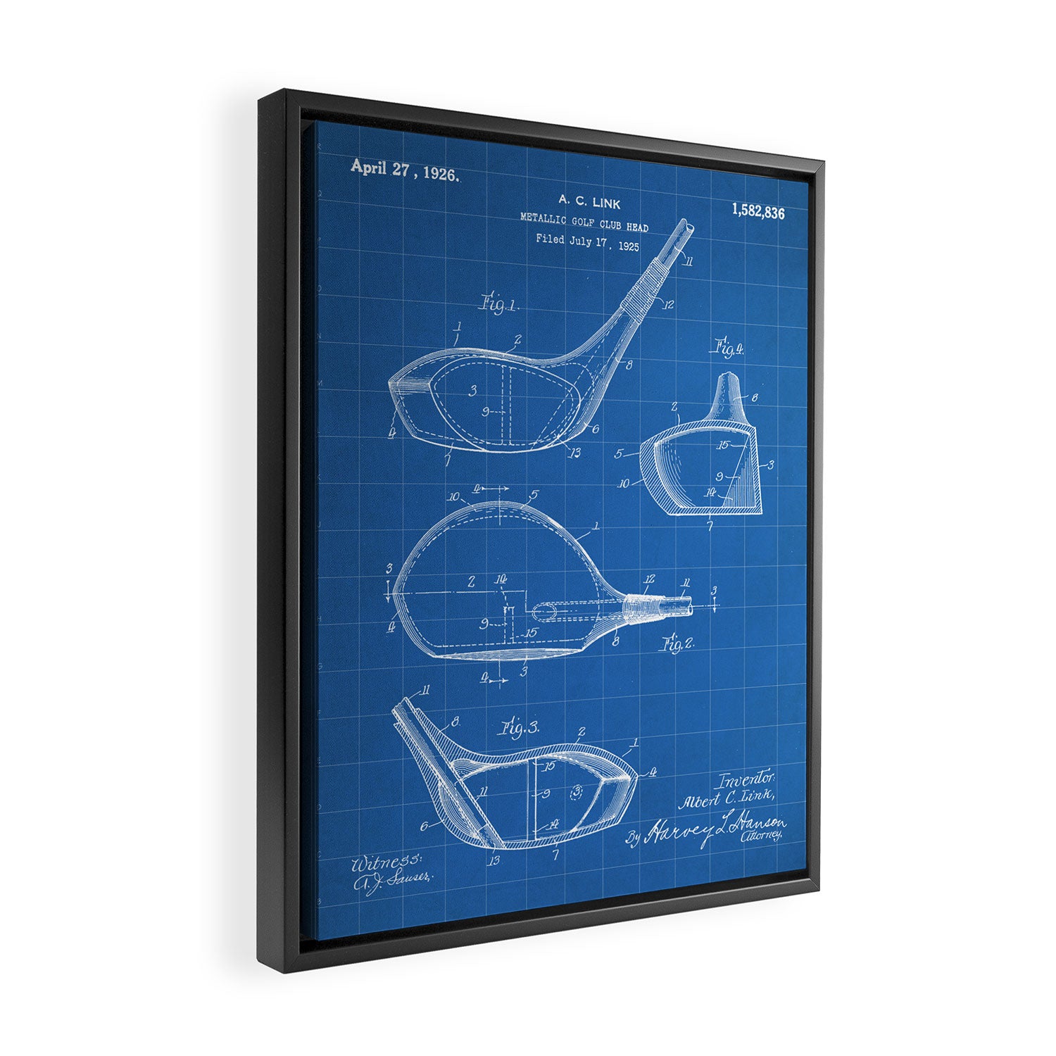 Golf Driver Patent - Golf Art - Blueprint Framed Canvas Print Gallery Image 2