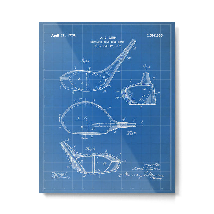 Golf Driver Patent - Golf Art - Blueprint Metal Print Gallery Image 1