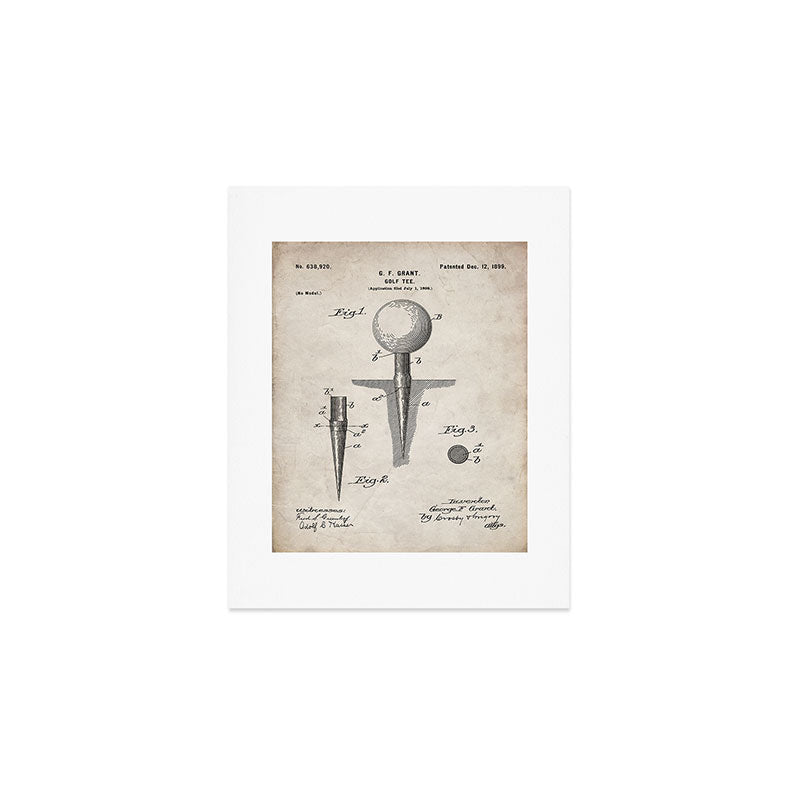 Golf Tee Patent - Golfing Tee Art - Antique Art Print Gallery Image 1