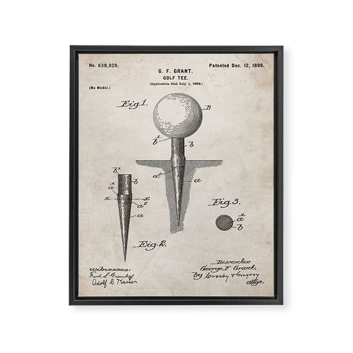 Golf Tee Patent - Golfing Tee Art - Antique Framed Canvas Print Gallery Image 1