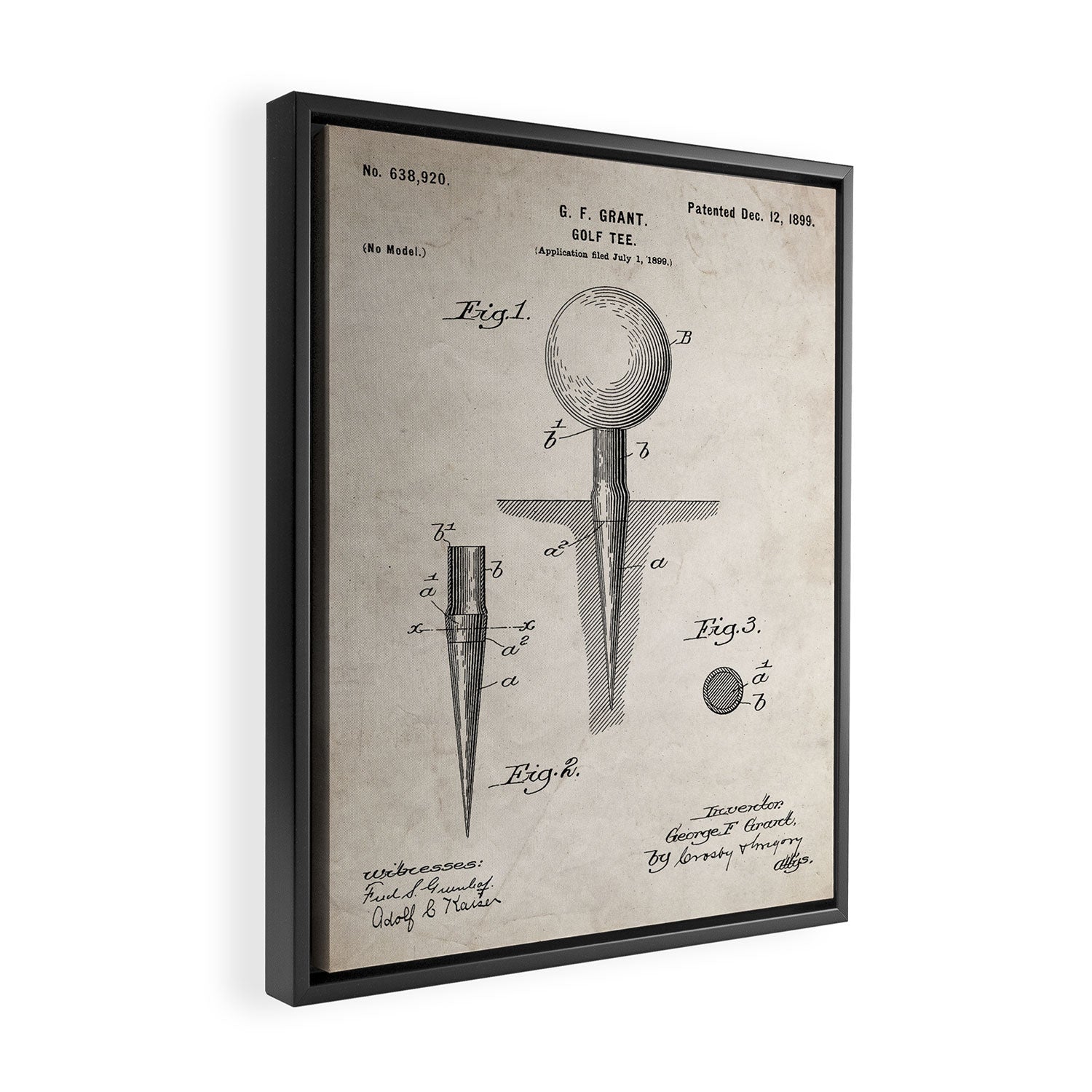 Golf Tee Patent - Golfing Tee Art - Antique Framed Canvas Print Gallery Image 2