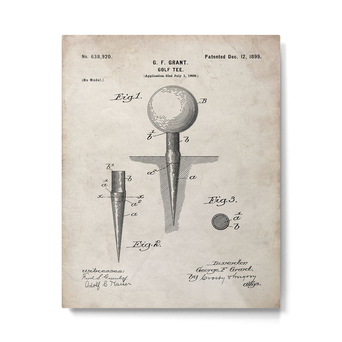 Golf Tee Patent - Golfing Tee Art - Antique Metal Print Gallery Image 1