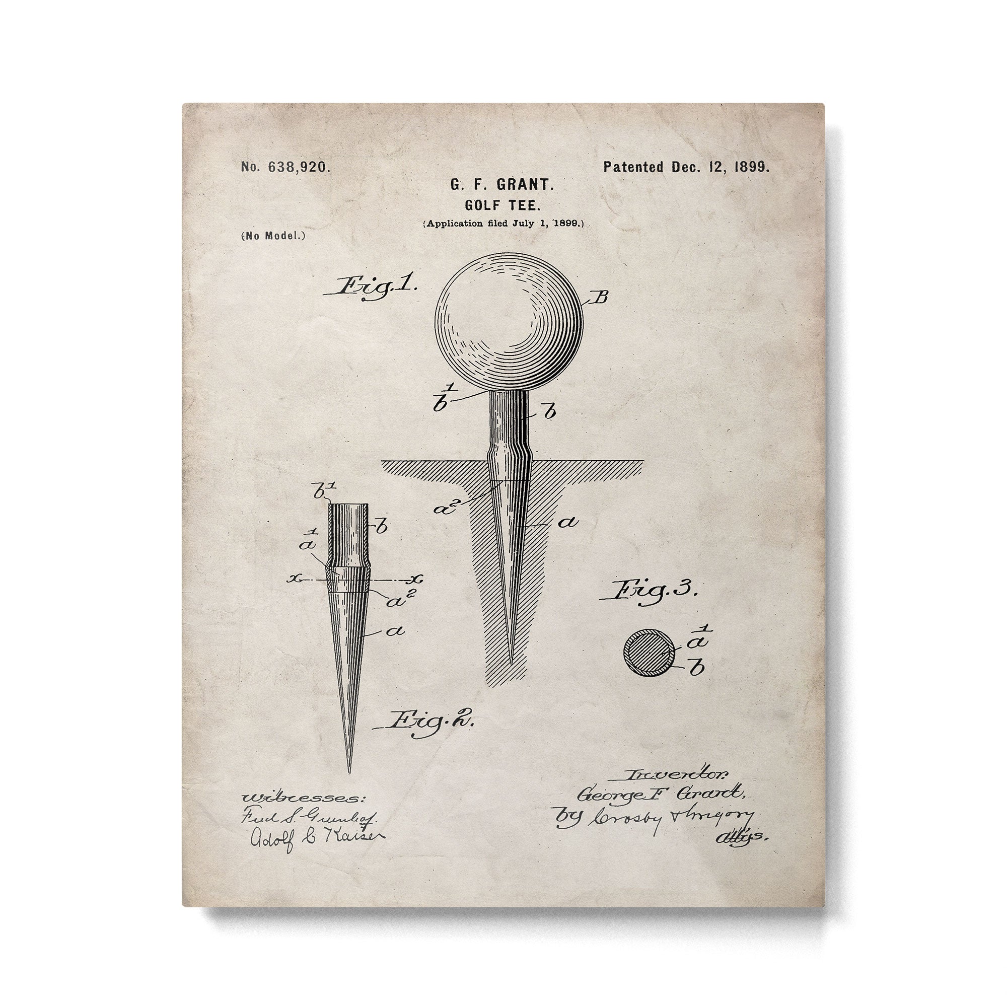 Golf Tee Patent - Golfing Tee Art - Antique Metal Print Gallery Image 6