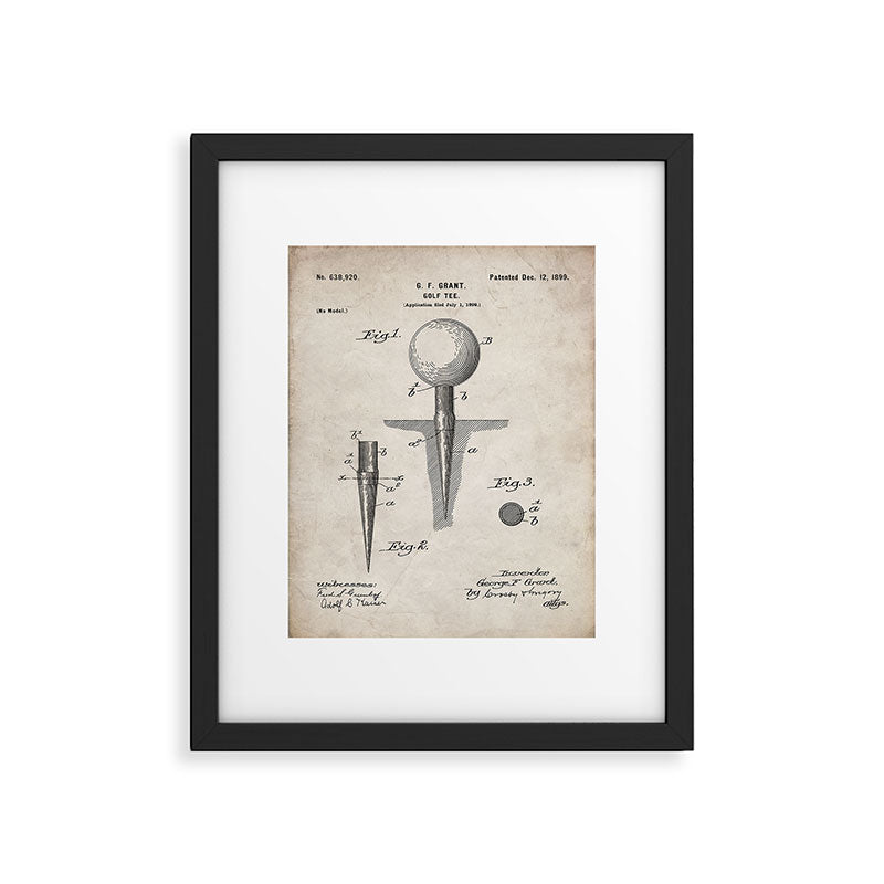 Golf Tee Patent - Golfing Tee Art - Antique Framed Art Print Gallery Image 4